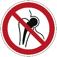 Verboden voor personen met metalen implantaat - Ø 200 mm - Sticker - thumbnail