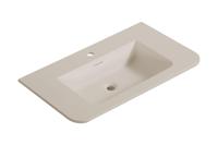 Wastafel Wiesbaden Laro 80x48x1,5 cm Met 1 Kraangat Ronde Hoeken Solid Surface Beige - thumbnail