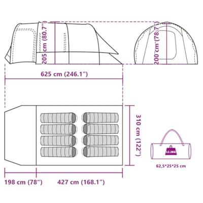 VidaXL Tunneltent 8-persoons waterdicht grijs VidaXL Tunneltent 8-persoons waterdicht grijs