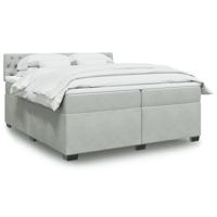 Boxspring met matras fluweel lichtgrijs 200x200 cm - thumbnail