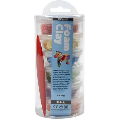 Foam Clay ®, metallic, sterke kleuren, 6x14 gr/ 1 doos - thumbnail