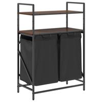 Wasmand 2 vakken met planken bruin eikenkleurig - thumbnail