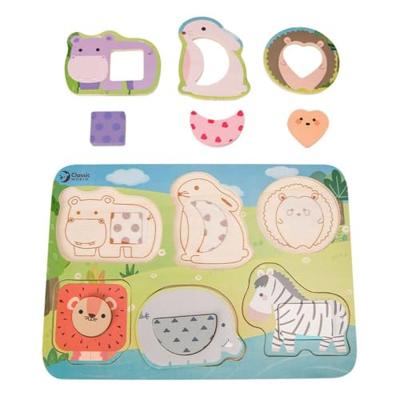 Classic World world houten puzzel wilde dieren, 13st.