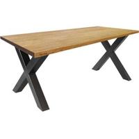 Eettafel | Rechthoek | Naturel | Eikenhout | Gelakt | 160 x 90 cm | X-poot - thumbnail