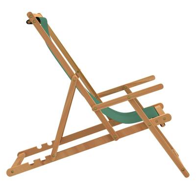 Strandstoel inklapbaar massief teakhout groen - thumbnail