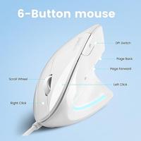 Perixx PERIMICE-513 W Ergonomische muis Kabelgebonden Optisch Wit 6 Toetsen 1600 dpi - thumbnail