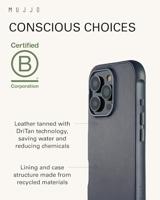 Mujjo Leather Shield Case iPhone 16 Pro blauw - thumbnail