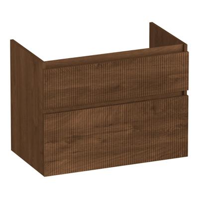 Brauer Delight Wavy - Onderkast - 80 cm - met 2 Softclose Lades Greeploos en 1 Sifon Uitsparing - Forest Cacao