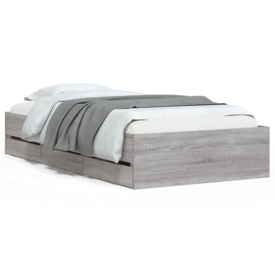 Bedframe met lades bewerkt hout grijs sonoma eiken 75x190 cm - thumbnail