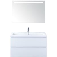 Vogue Badmeubelset 100 cm - Greeplijst in Kleur - Wit Hoogglans - Keramische Wastafel Wit 1 Kraangat met Sence Spiegel - thumbnail