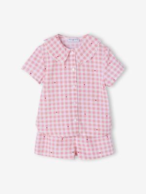 Pyjama 2-delige meisjes biologisch katoen roze (poederkleur)