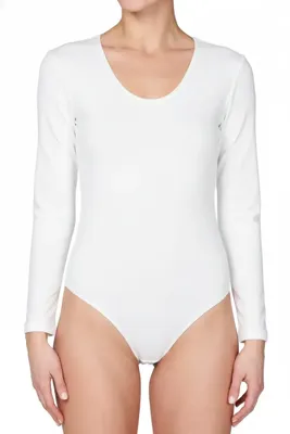 J&C body lange mouw katoen - bodystocking dames - diepe ronde hals - Witte body - zwarte body - L - L - L - L - L - L - L - L