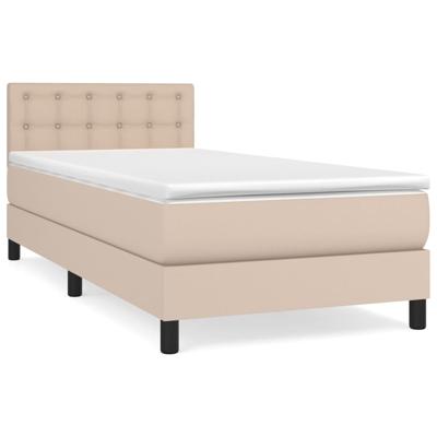 Boxspring met matras kunstleer cappuccinokleurig 120x190 cm - thumbnail