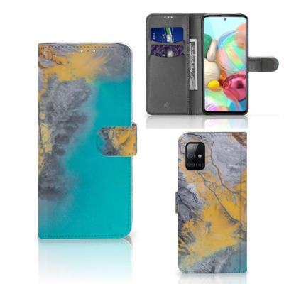 Samsung Galaxy A71 | Bookcase | Marble Blue Gold Samsung Galaxy A71 | Bookcase | Marble Blue Gold