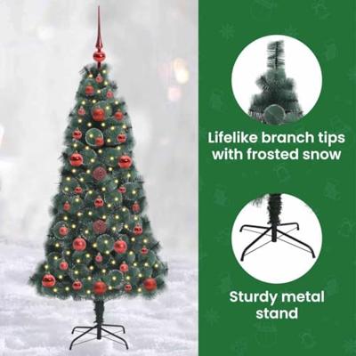 VidaXL Artificial pre-lit kerstboom met ballenset groen 120 cm pet VidaXL Artificial pre-lit kerstboom met ballenset groen 120 cm pet
