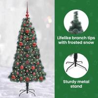 VidaXL Artificial pre-lit kerstboom met ballenset groen 120 cm pet - thumbnail