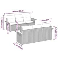Tuinbankenset met kussen 7 pcs Grijs poly rattan - thumbnail