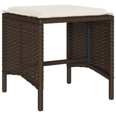 6-delige Loungeset met kussens poly rattan bruin