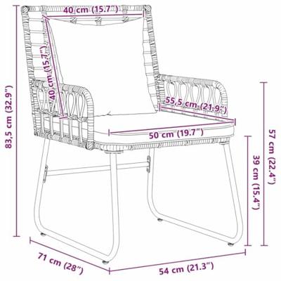 Tuin Eetset met kussen 3 pcs Zwart, Antraciet 113 x 69 x 83 cm