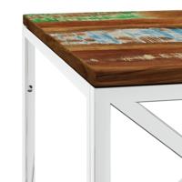 Salontafel roestvrij staal en massief hergebruikt hout - thumbnail