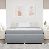 Bedframe met matras Lichtgrijs 180 x 200 cm Stof - thumbnail