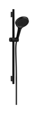 Hansgrohe Rainfinity doucheset 130 3jet EcoSmart met glijstang S Puro 65 cm, push-schuifstuk en Designflex textiel doucheslang 160 cm, mat zwart