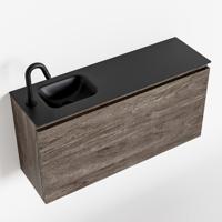 MONDIAZ OLAN 100cm toiletmeubel dark brown. LEX wastafel urban links 1 kraangat - thumbnail
