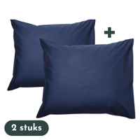 Slaaptextiel Kussenslopen - Hotelkwaliteit - Set van 2 Stuks - Navy/Blauw - 60x70cm - 100% Katoen - Hotelsluiting - thumbnail