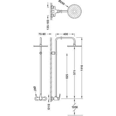 Buitendouche set Tres Eco | Opbouw | Mengkraan | 2-weg | Rond | Chroom