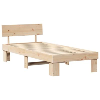 Bedframe met hoofdeinde Bruin 75 x 190 cm Massief grenenhout Bedframe met hoofdeinde Bruin 75 x 190 cm Massief grenenhout