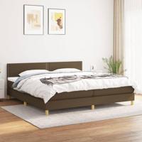 Boxspring met matras stof donkerbruin 200x200 cm - thumbnail