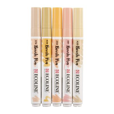 Brushpen Talens Ecoline set à 5 stuks beige roze Brushpen Talens Ecoline set à 5 stuks beige roze