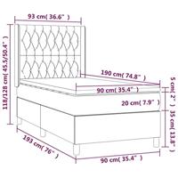 Boxspring met matras en LED stof donkerbruin 90x190 cm - thumbnail