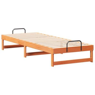 Bedframe met Draaghandvatten Bruin Massief grenenhout