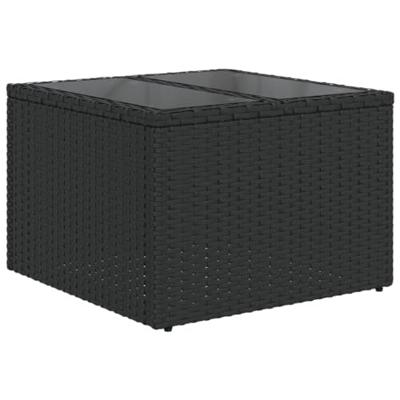 7-delige Loungeset met kussens poly rattan zwart