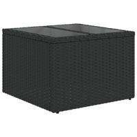 7-delige Loungeset met kussens poly rattan zwart - thumbnail