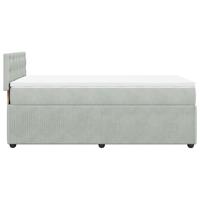 Boxspring met matras fluweel lichtgrijs 100x200 cm - thumbnail