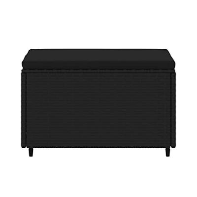 Voetensteunen 2 st met kussens poly rattan zwart - thumbnail
