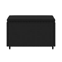 Voetensteunen 2 st met kussens poly rattan zwart - thumbnail