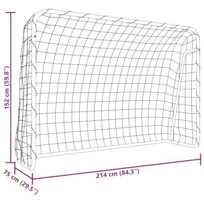 Voetbaldoel met net 214x75x152 cm staal en polyester wit