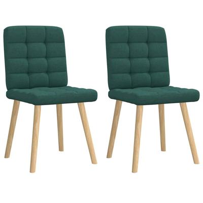 Eetkamerstoelen 2 st stof donkergroen