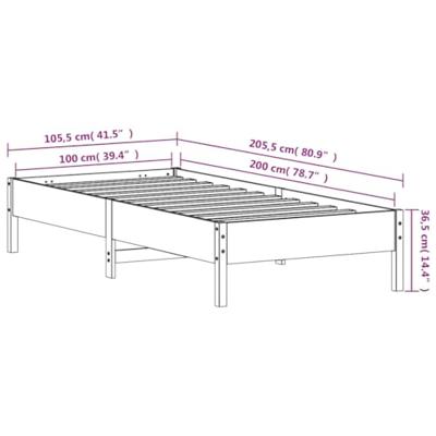 Bedframe massief grenenhout wit 100x200 cm Bedframe massief grenenhout wit 100x200 cm