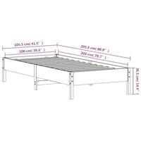 Bedframe massief grenenhout wit 100x200 cm - thumbnail
