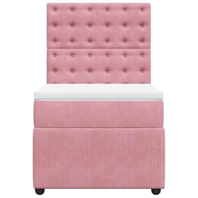 Boxspring met matras fluweel roze 100x200 cm