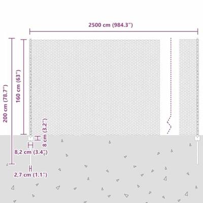VidaXL Hek met paal groen 1,6 x 25 m staal en pvc