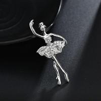 Kristallen bloem rok ballet danseres Ballerina's broche (zilver) - thumbnail