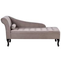 Beliani - PESSAC - Chaise longue - Taupe - Linkerzijde - Fluweel - thumbnail