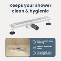 VidaXL Doucheafvoer met lijndesign zilver 60 cm roestvrij staal 304 - thumbnail