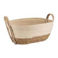 Rieten mand met witte rand – 29x19x12 cm - thumbnail