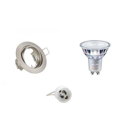 GU10 Inbouwspot Set - Mat Nikkel - Inbouw Rond - Kantelbaar - Philips - MASTER 927 36D VLE - DimTone Dimbaar - 4.9W - Warm Wit 2200K-2700K - Ø83mm